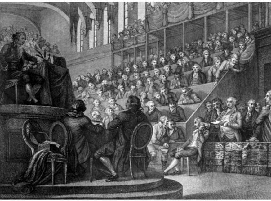 The king defending himself of treason in a trial in 1792